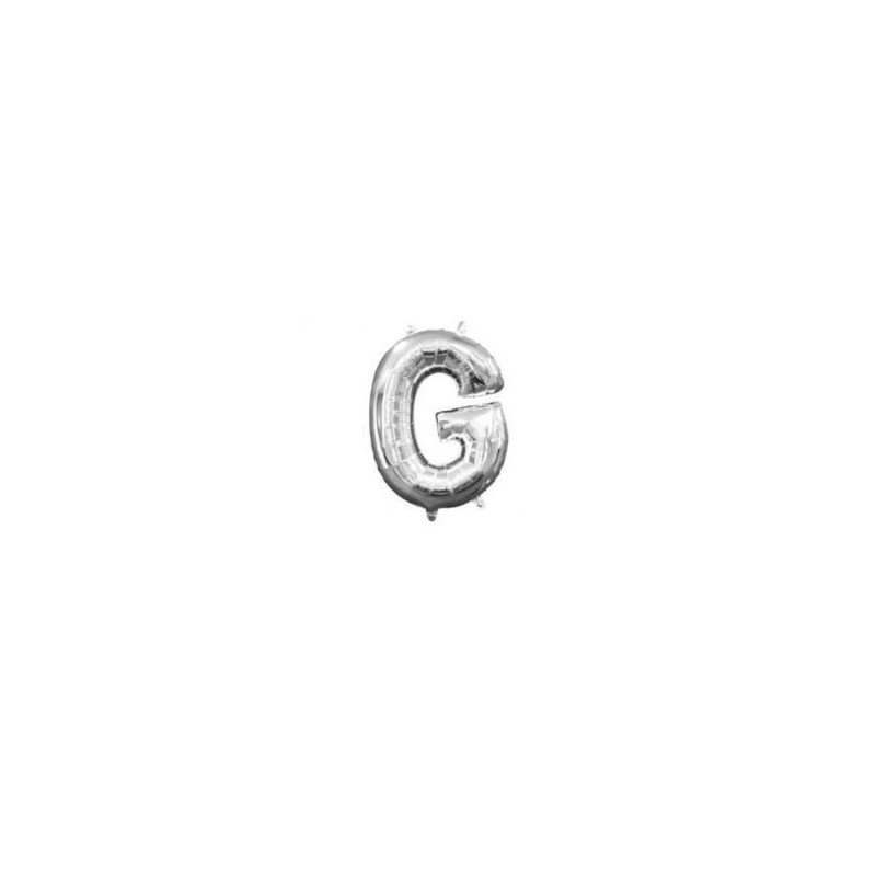 Balon, foliowy literka mini "G" 22x33 cm, srebrna