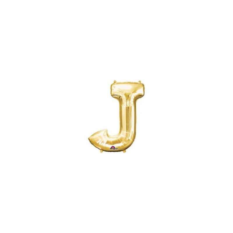 Balon, foliowy Literka Mini "J" 27x33 cm, złoty