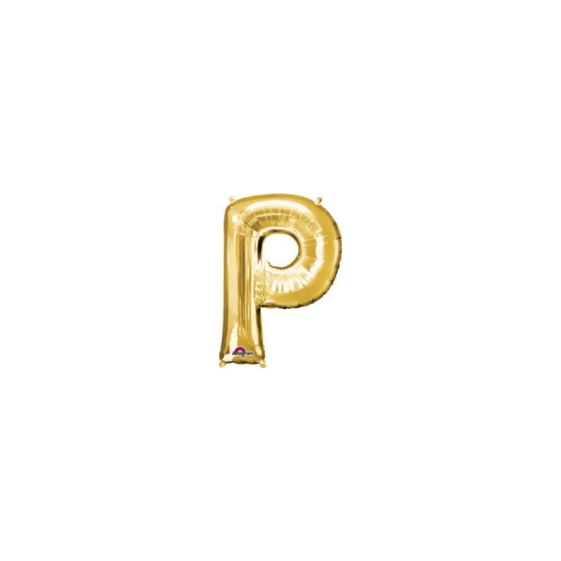 Balon, foliowy literka mini "P" 22x33 cm, złoty