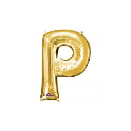 Balon, foliowy literka mini "P" 22x33 cm, złoty