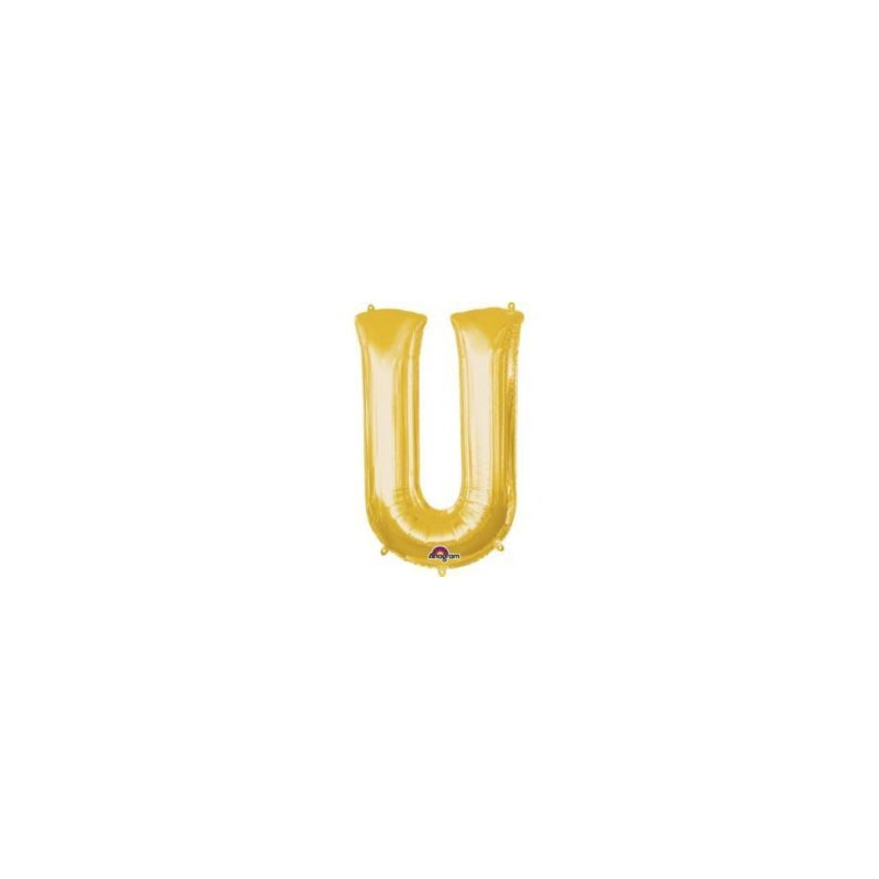 Balon, foliowy literka mini "U" 20z33 cm, złoty