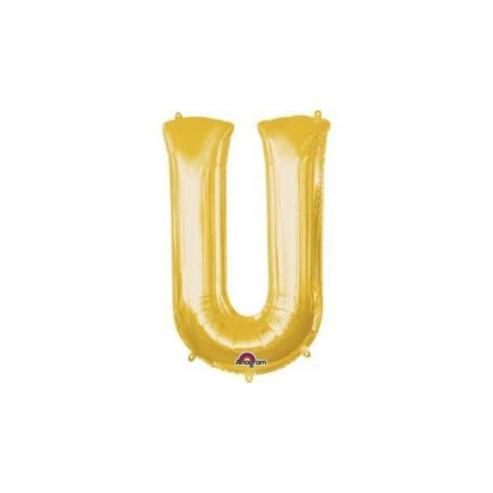 Balon, foliowy literka mini "U" 20z33 cm, złoty