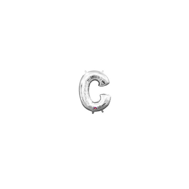 Balon foliowy Literka Mini "C" -srebrna 22x33 cm
