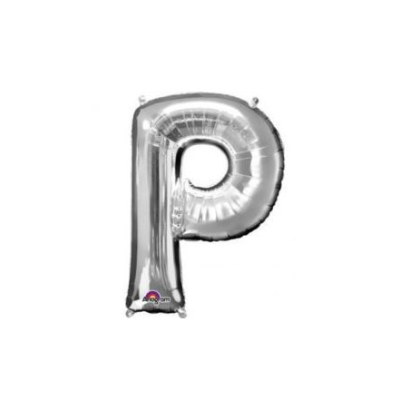 Balon, foliowy literka mini "P" 22x33 cm, Srebrna