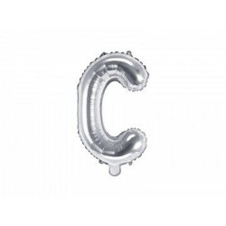 Balon foliowy Litera "C", 35cm, srebrny