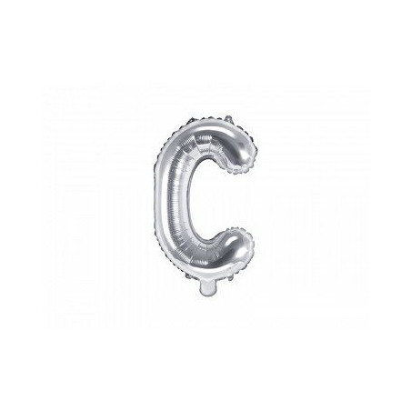 Balon foliowy Litera "C", 35cm, srebrny