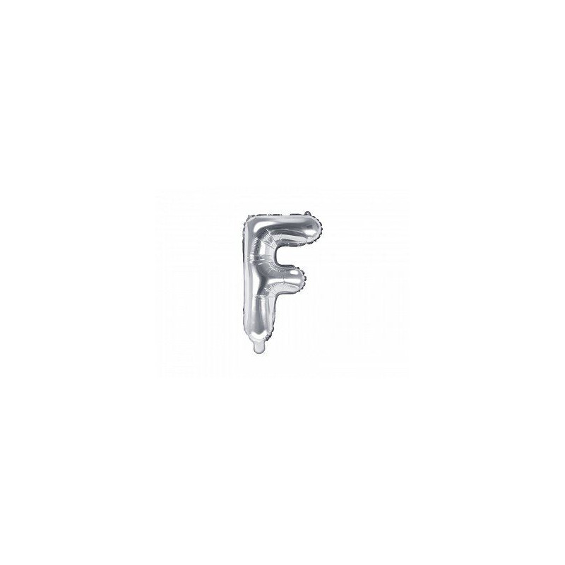 Balon foliowy Litera "F", 35cm, srebrny