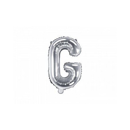Balon foliowy Litera "G", 35cm, srebrny