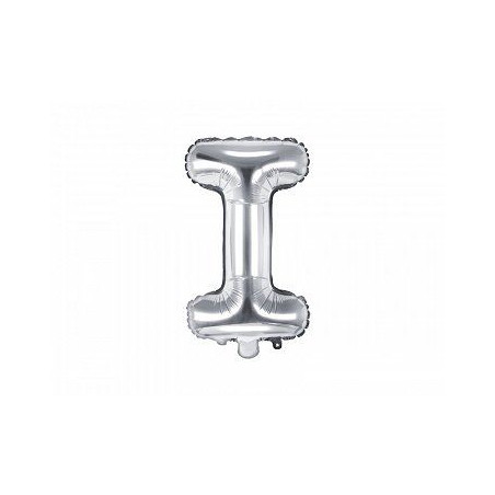 Balon foliowy Litera "I", 35cm, srebrny