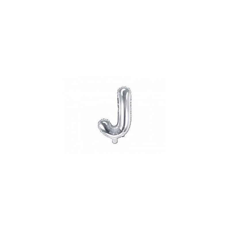 Balon foliowy Litera "J", 35cm, srebrny