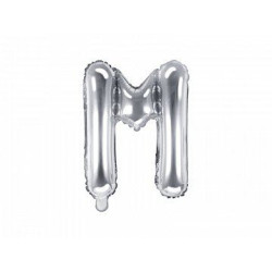 Balon foliowy Litera "M", 35cm, srebrny