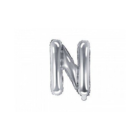 Balon foliowy Litera "N", 35cm, srebrny