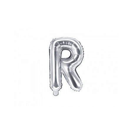 Balon foliowy Litera "R", 35cm, srebrny