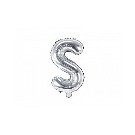 Balon foliowy Litera "S", 35cm, srebrny