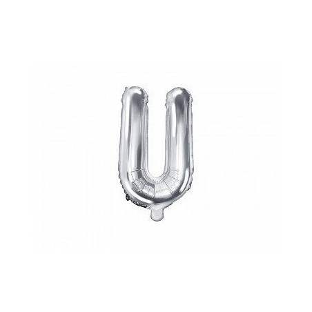 Balon foliowy Litera "U", 35cm, srebrny