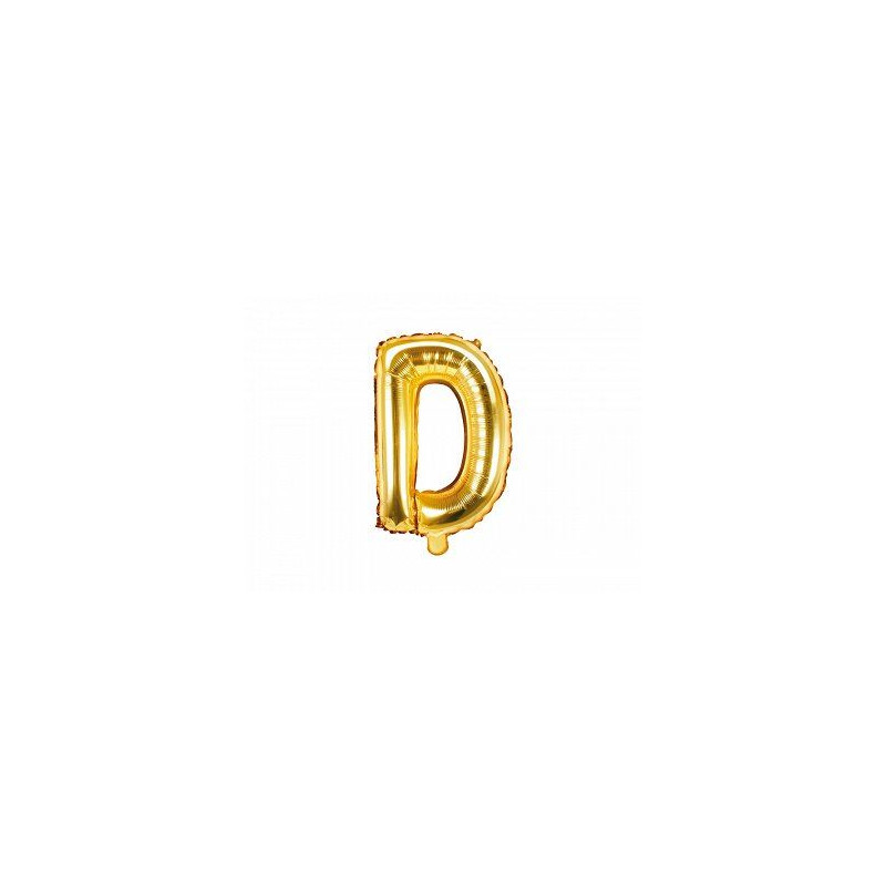 Balon foliowy Litera "D", 35cm, złoty