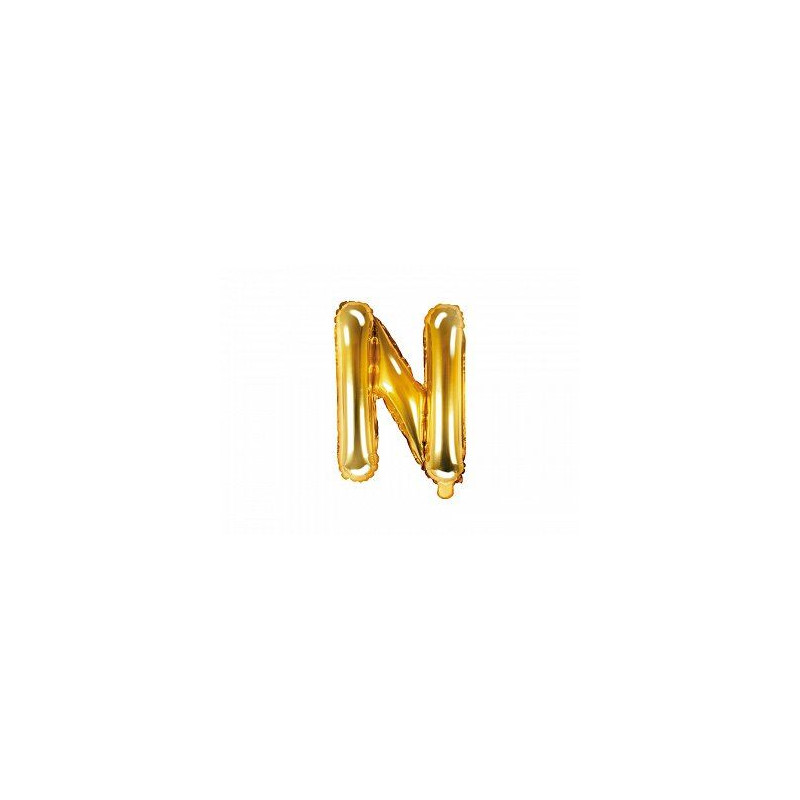 Balon foliowy Litera "N", 35cm, złoty