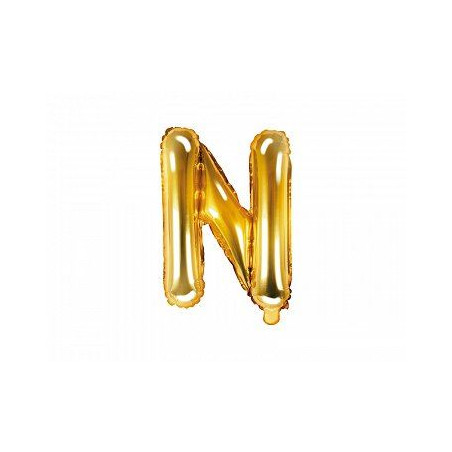 Balon foliowy Litera "N", 35cm, złoty