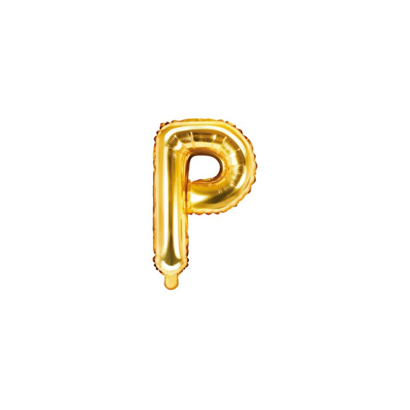 Balon foliowy Litera "P", 35cm, złoty