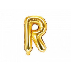 Balon foliowy Litera "R", 35cm, złoty