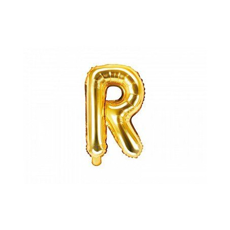 Balon foliowy Litera "R", 35cm, złoty