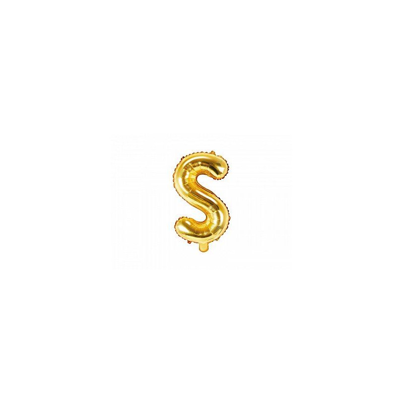 Balon foliowy Litera "S", 35cm, złoty