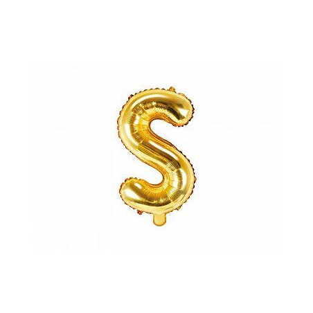 Balon foliowy Litera "S", 35cm, złoty