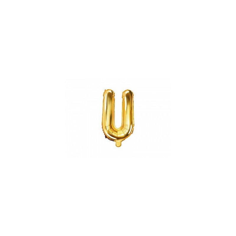 Balon foliowy Litera "U", 35cm, złoty