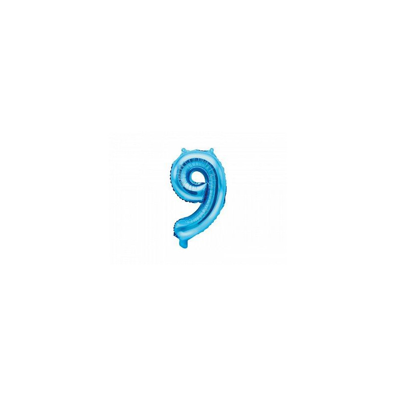 Balon foliowy Cyfra "9", 35cm, niebieski