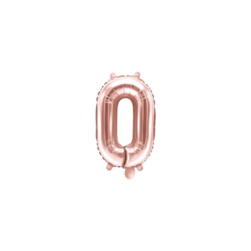 Balon foliowy Cyfra "0", 35cm, różowe złoto