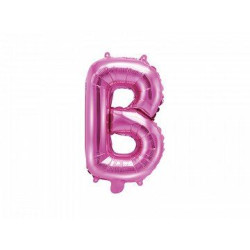 Balon foliowy Litera "B", 35cm, ciemny różowy