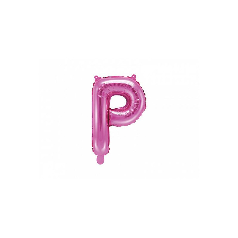Balon foliowy Litera "P", 35cm, ciemny różowy