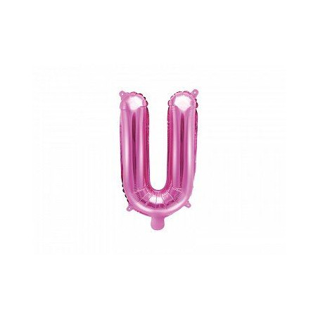 Balon foliowy Litera "U", 35cm, ciemny różowy