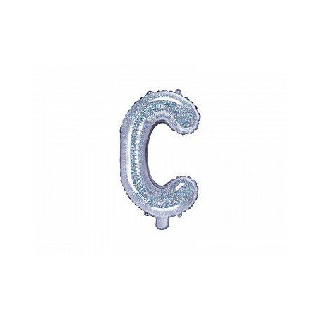 Balon foliowy Litera "C", 35cm, holograficzny