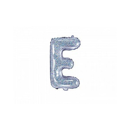 Balon foliowy Litera "E", 35cm, holograficzny