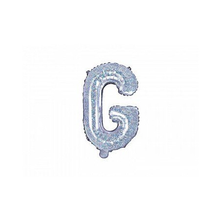 Balon foliowy Litera "G", 35cm, holograficzny