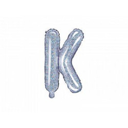 Balon foliowy Litera "K", 35cm, holograficzny