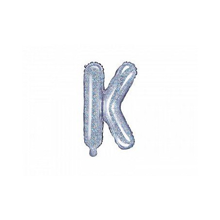 Balon foliowy Litera "K", 35cm, holograficzny