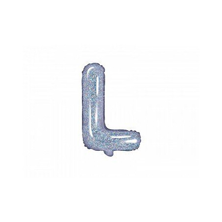 Balon foliowy Litera "L", 35cm, holograficzny