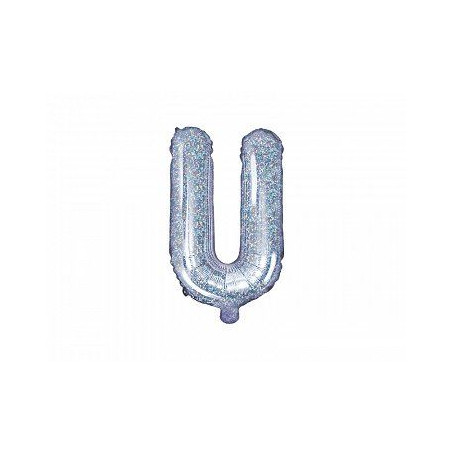 Balon foliowy Litera "U", 35cm, holograficzny