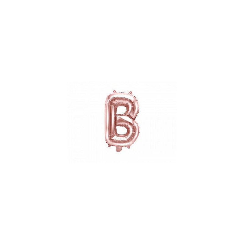 Balon foliowy Litera "B", 35cm, różowe złoto