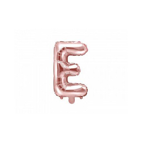 Balon foliowy Litera "E", 35cm, różowe złoto