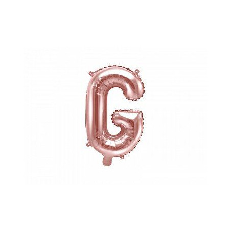 Balon foliowy Litera "G", 35cm, różowe złoto