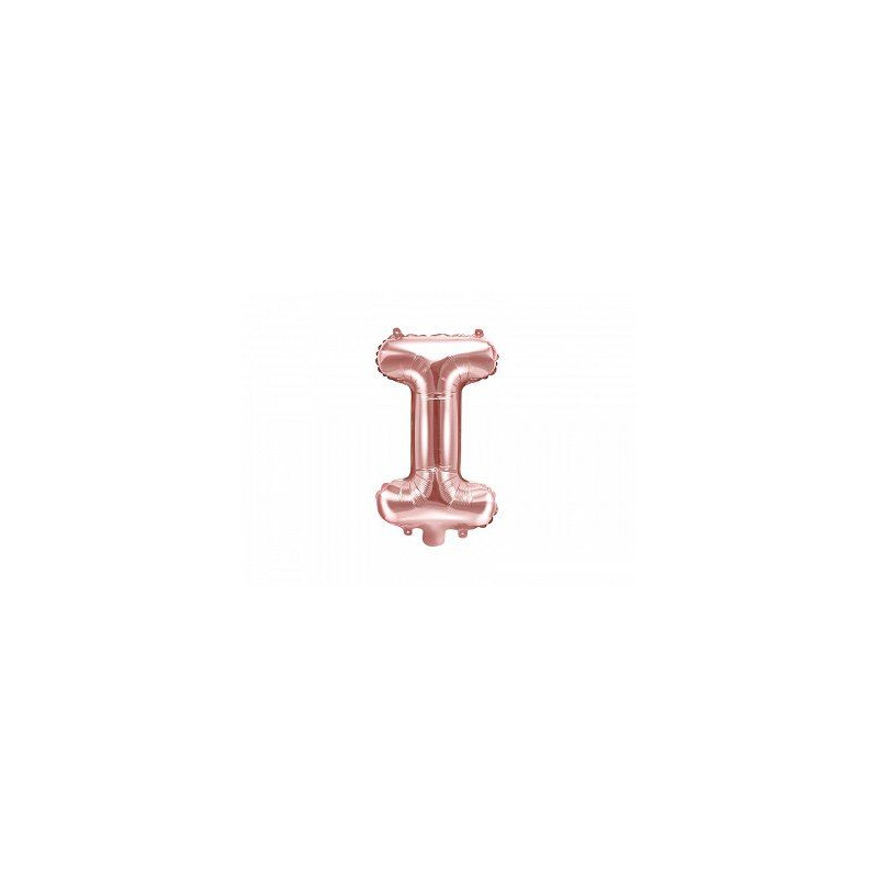 Balon foliowy Litera "I", 35cm, różowe złoto