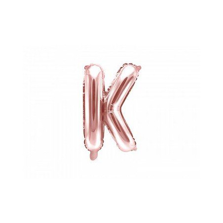 Balon foliowy Litera "K", 35cm, różowe złoto