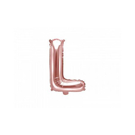 Balon foliowy Litera "L", 35cm, różowe złoto