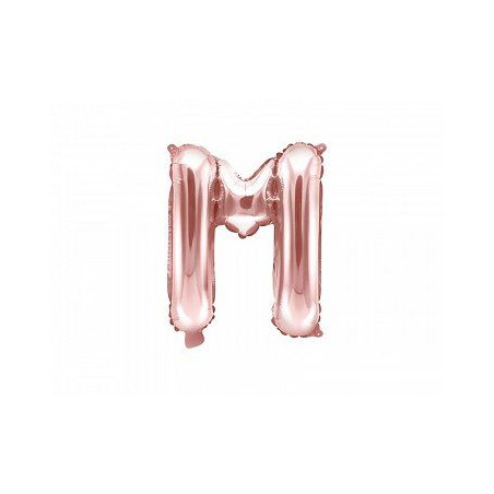 Balon foliowy Litera "M", 35cm, różowe złoto