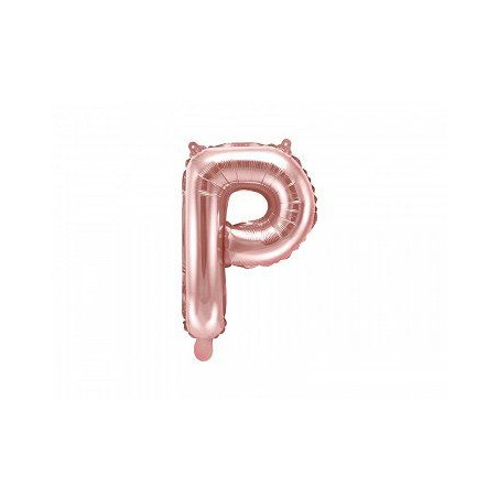 Balon foliowy Litera "P", 35cm, różowe złoto
