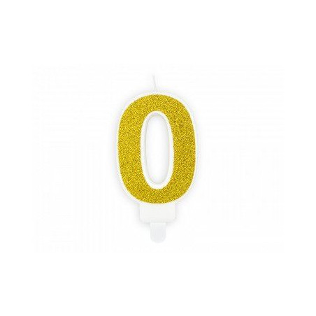 Świeczka urodzinowa Cyferka 0, złoty, 7cm