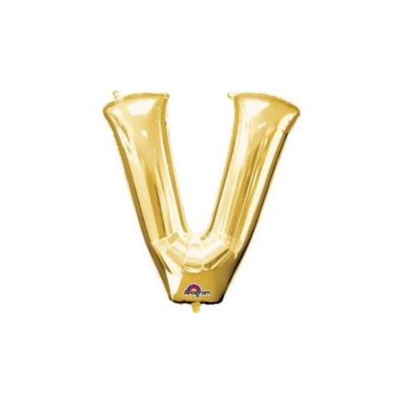 Balon, foliowy literka mini "V" 27x33 cm, złoty